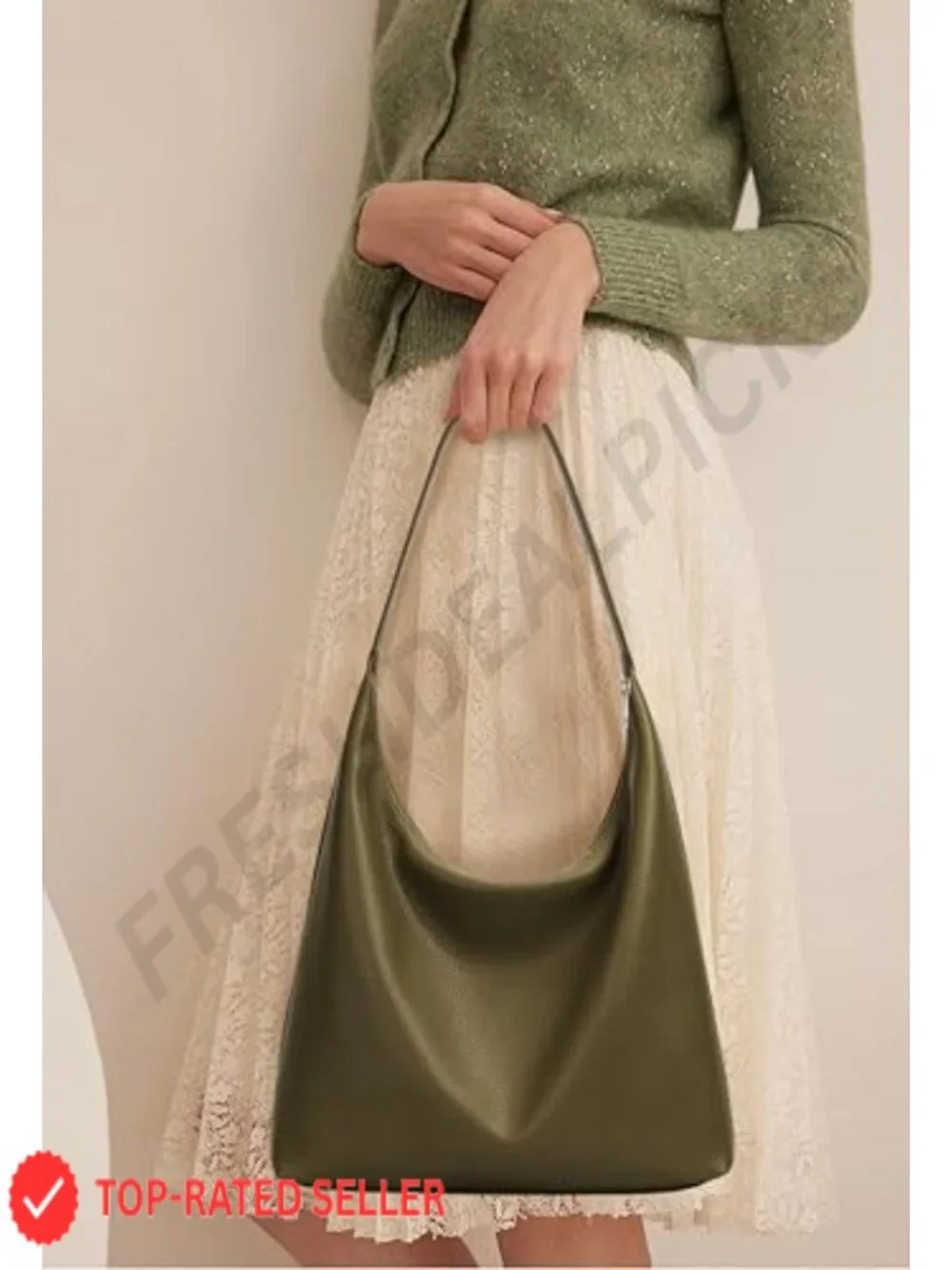 Large Slouchy Vegan Leather Hobo Tote Bag with Zipper Pockets
